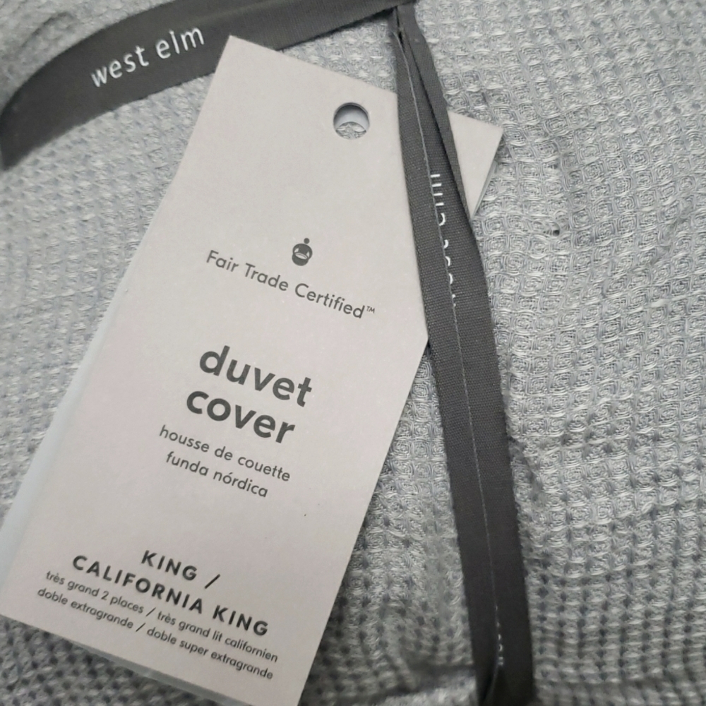 ❤️BUY 2 GET 1 FREE West Elm Flax Linen Waffle Duvet Cover, King & Full/Queen